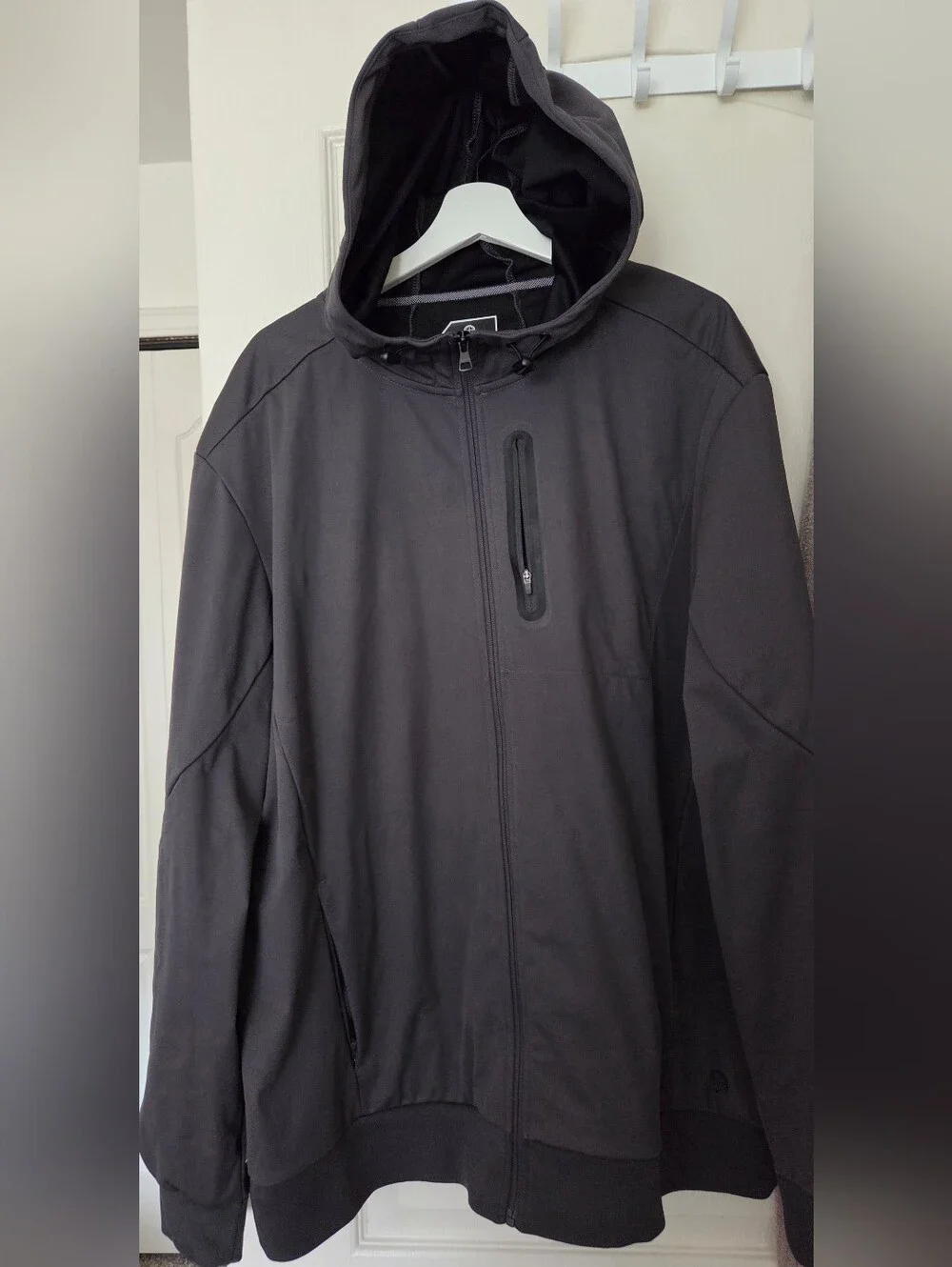 Unisex Gunmetal Grey Hooded Softshell Zip Jacket - Lightweight Weather Resistant